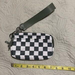 Olive Green Checkered Wristlet